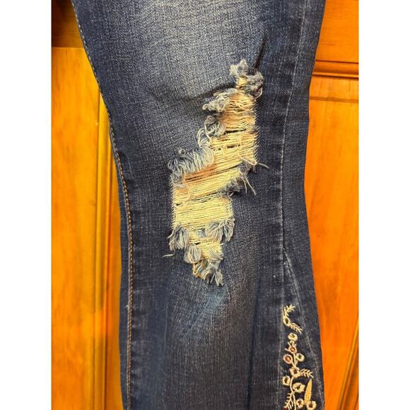 Machine Nouvelle Mode Flair Jeans with embroidered floral flowers SIZE 11 NEW - Picture 4 of 9